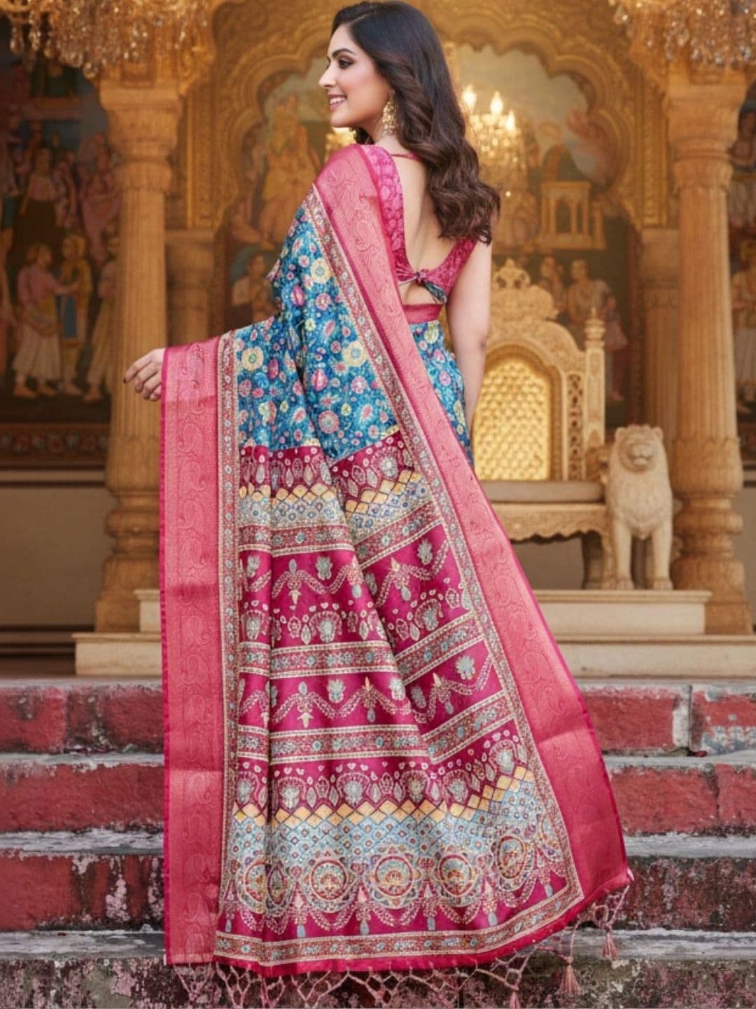 Mitera Woven Design Zari Silk Blend Designer Saree thumbnail 2