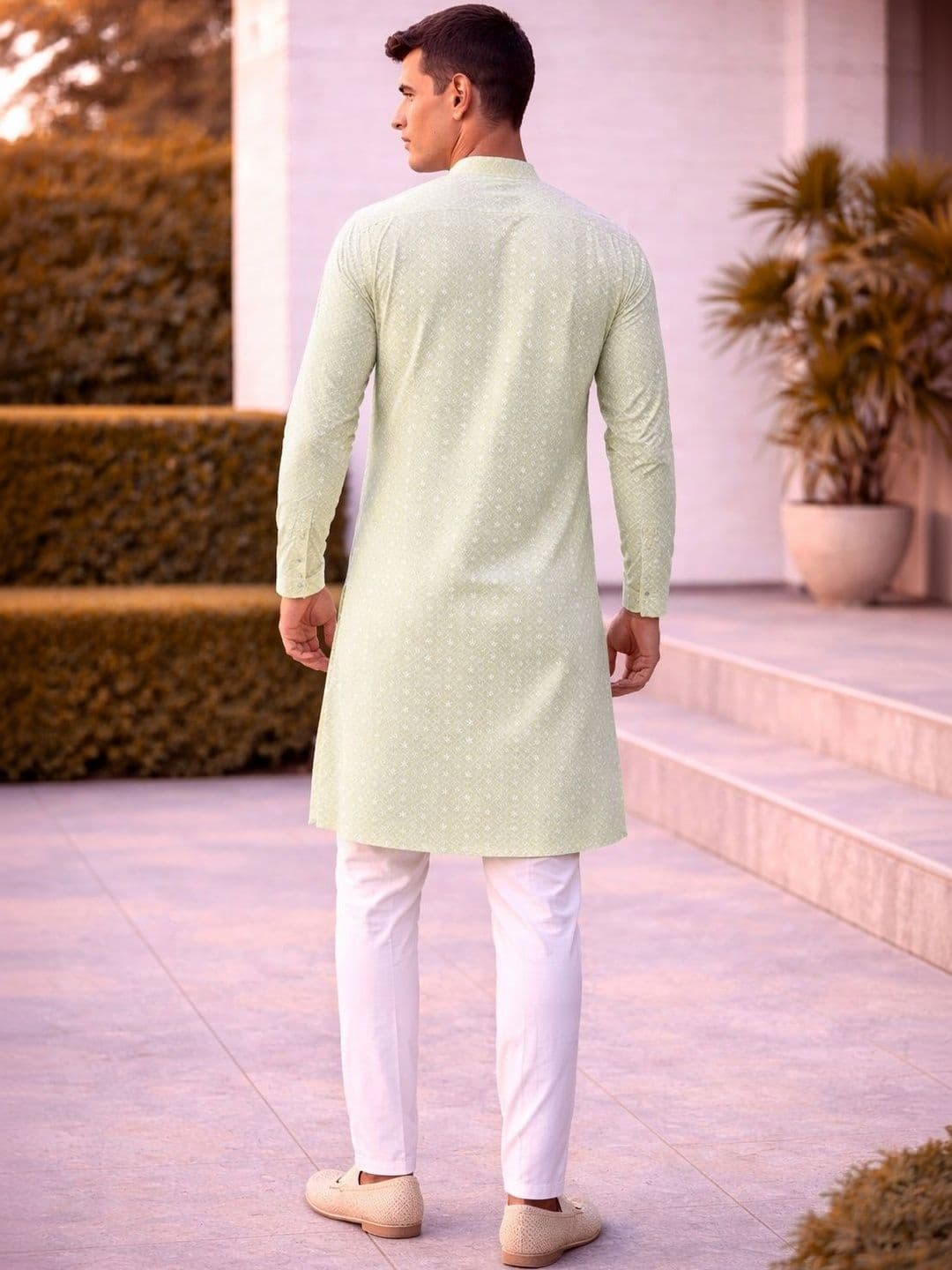 Anouk Men Geometric Embroidery Knee Length Straight Kurta thumbnail 4