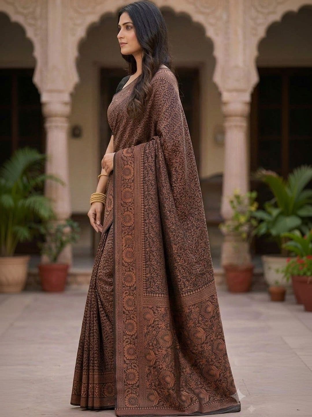 VastraVestit Floral Art Silk Kanjeevaram Saree thumbnail 2