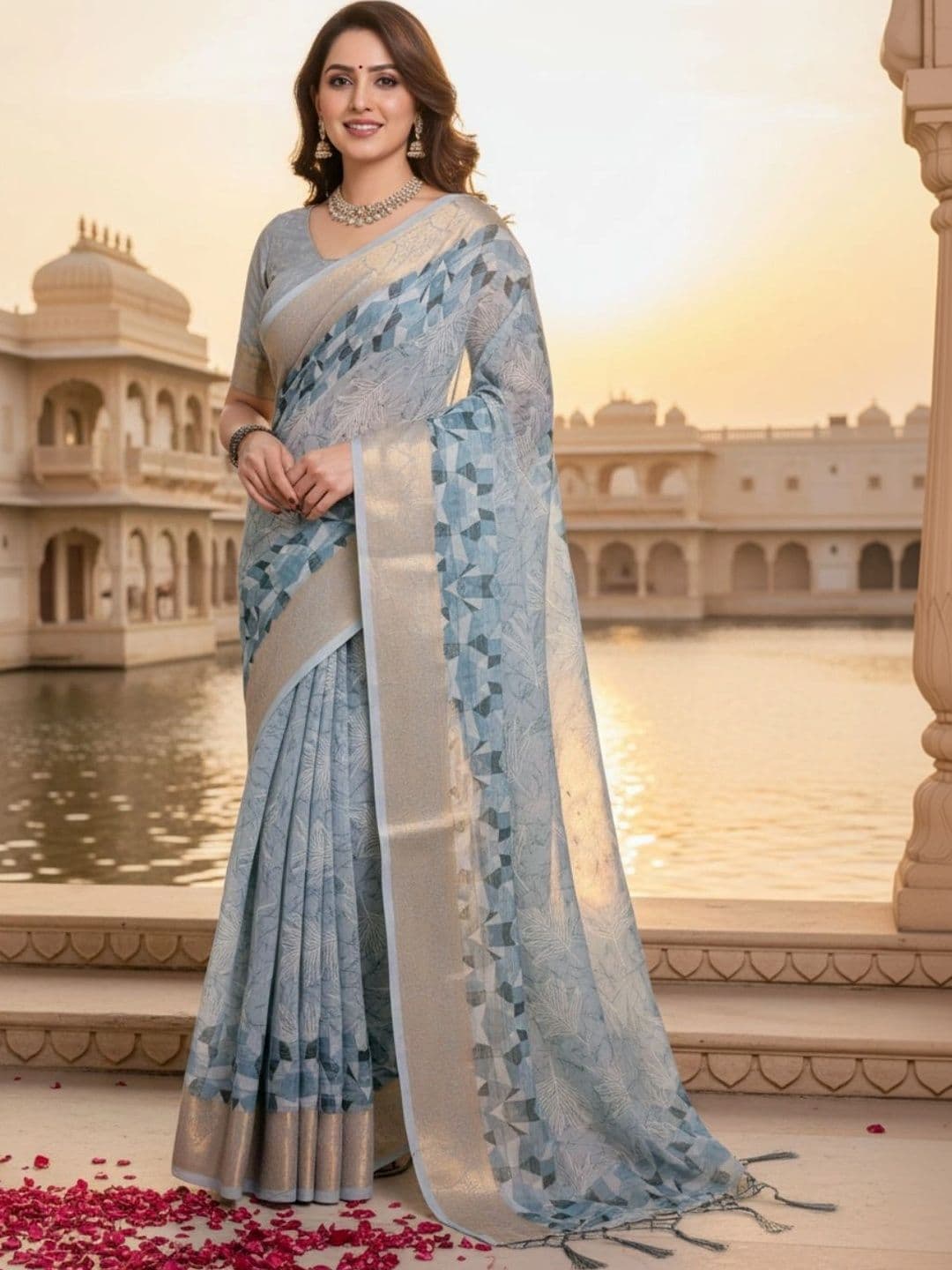 Mitera Floral Silk Blend Designer Saree - view 1