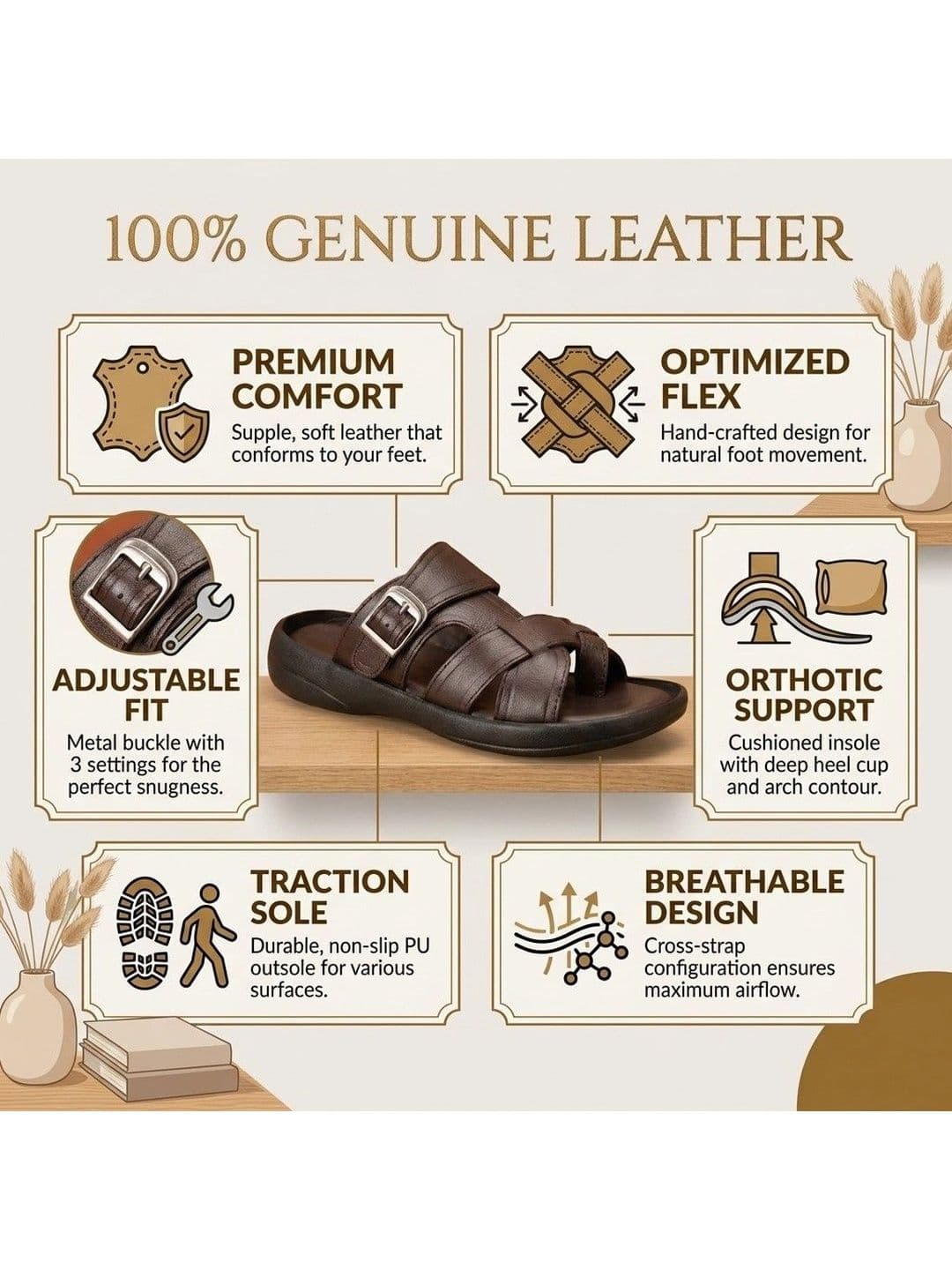 REAL BLISS Men Comfort Sandals thumbnail 4