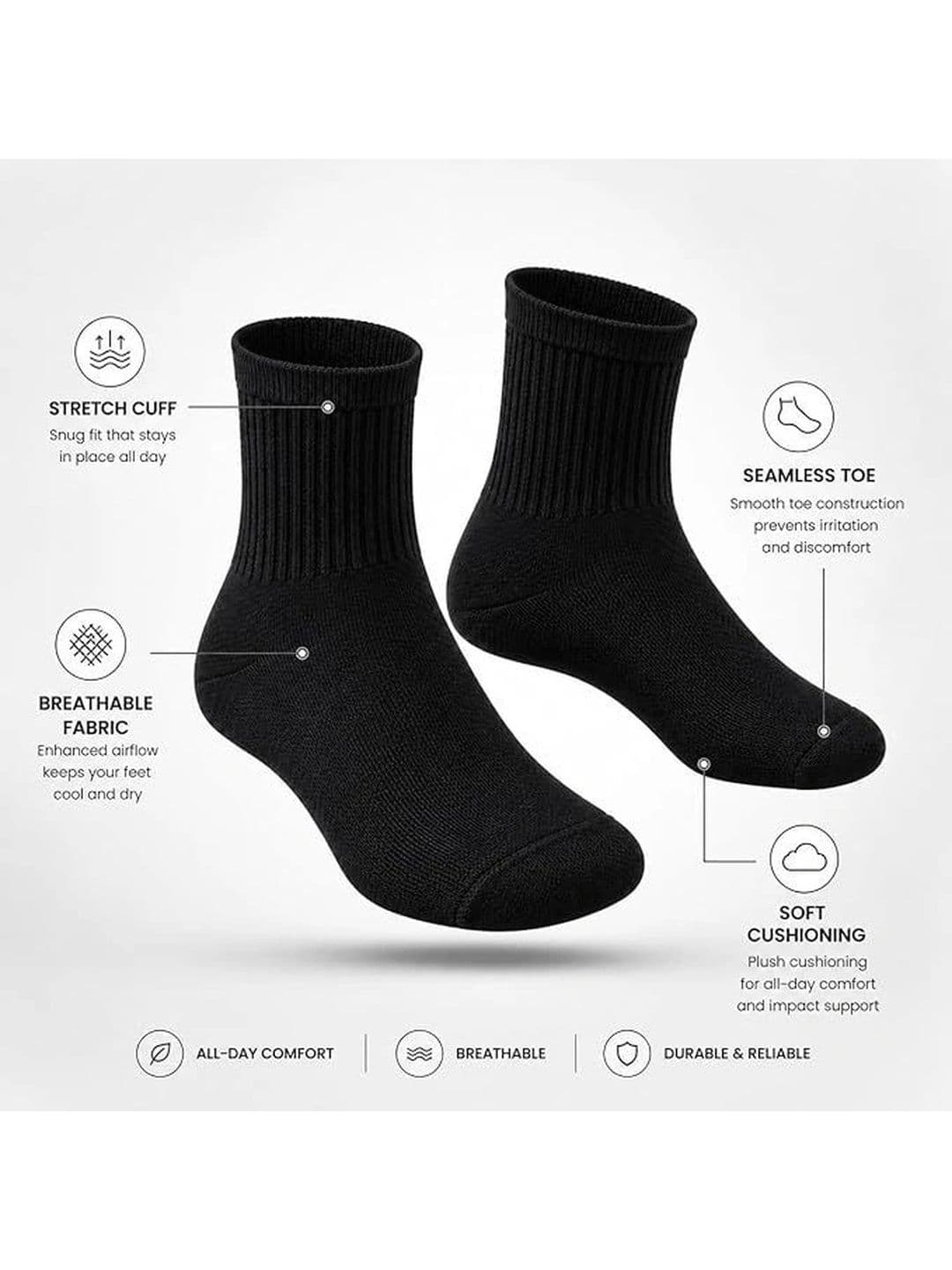 GYMOX Men Pack of 4 Cotton Blend Assorted Above Ankle Socks thumbnail 3