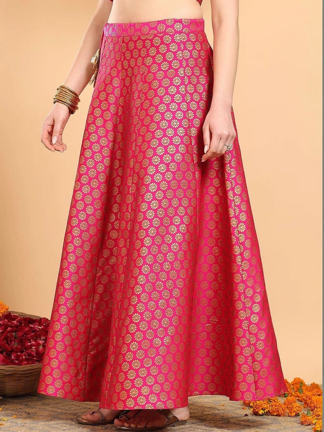 Frolic Rolic Women Self Design Maxi Flared Skirt thumbnail 2