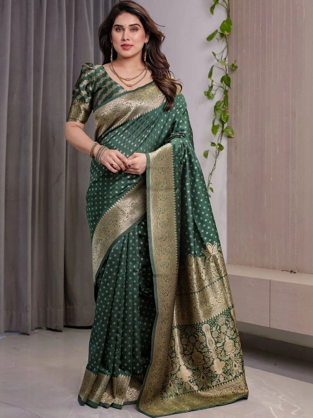 Mitera Woven Design Zari Silk Blend Designer Saree - view 1