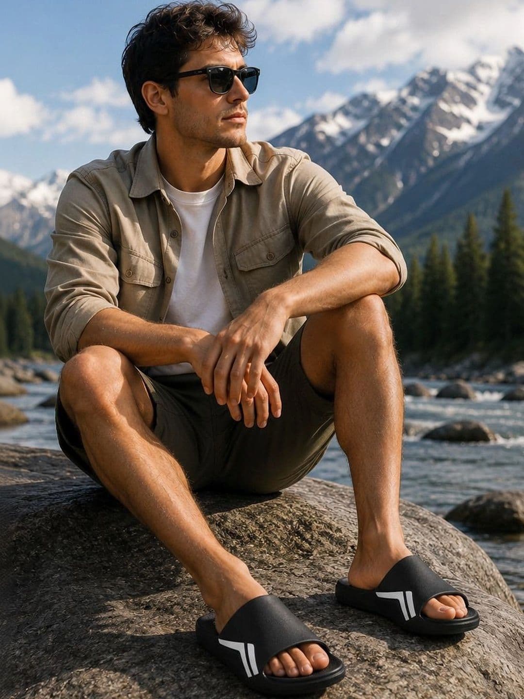 TRV Men Printed Sliders - view 1