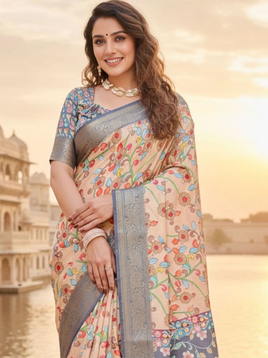 Mitera Floral Silk Blend Designer Saree thumbnail 2