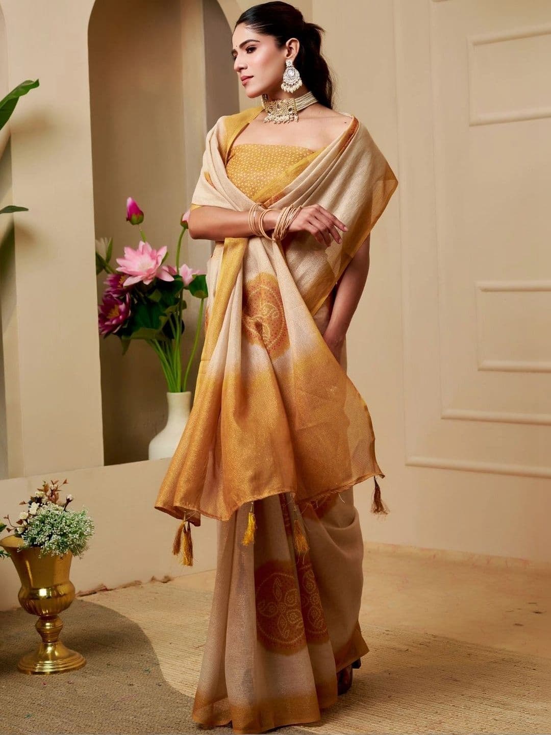 Mitera Tissue Designer Saree - view 1
