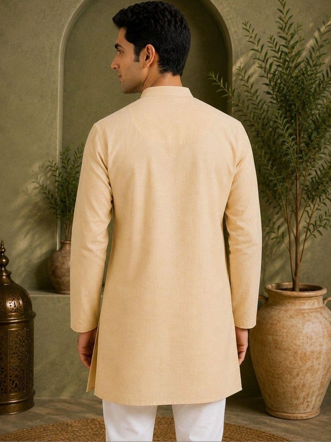 TATTVA Men Mandarin Collar Straight Thread Work Kurta thumbnail 3