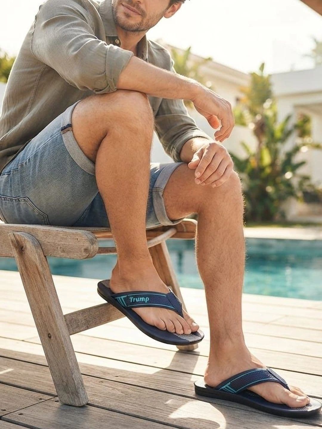 Trump Blue PU Flip Flops thumbnail 2