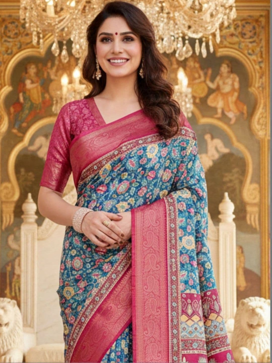 Mitera Woven Design Zari Silk Blend Designer Saree thumbnail 4