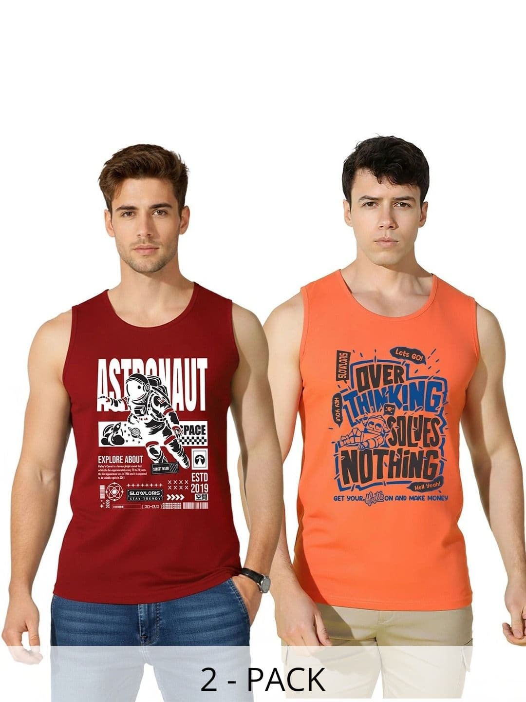 SLOWLORIS Men  Pack of  2 Printed T-shirt - view 1