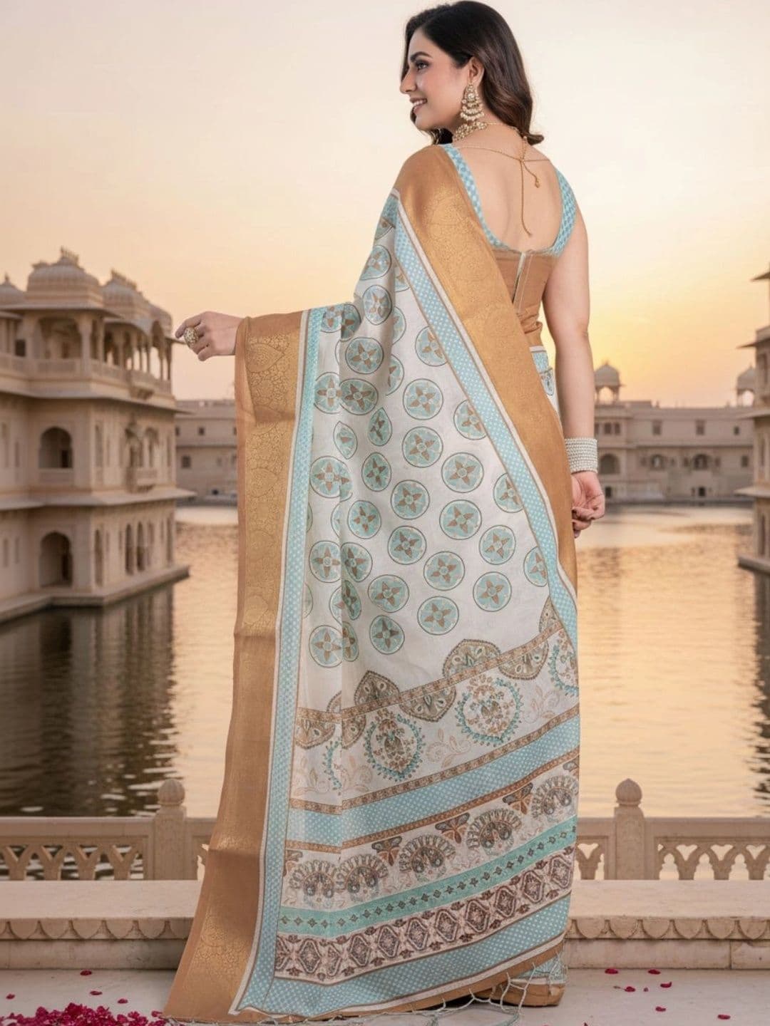 Mitera Floral Silk Blend Designer Saree thumbnail 3