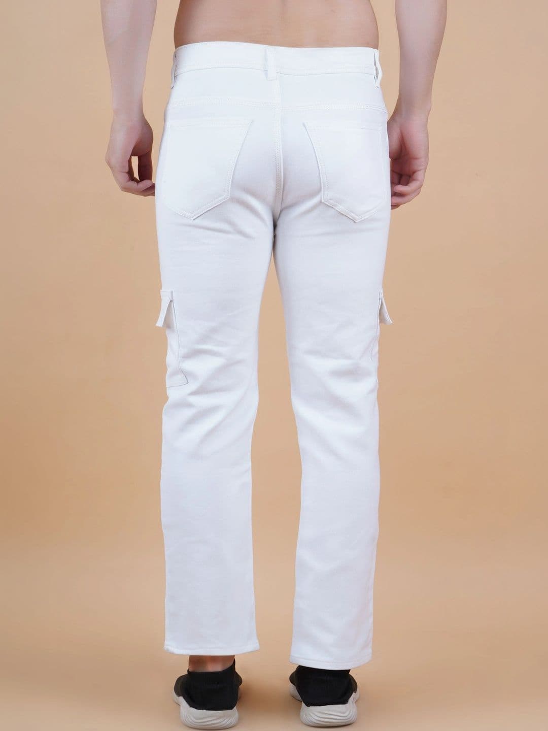 HERE&NOW Men's Clean Look Stretch Mid-Rise Straight Fit Cargo Jeans thumbnail 4