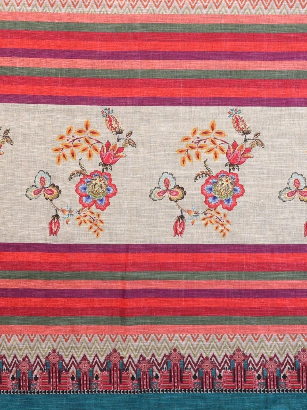Mitera Floral Linen Blend Designer Saree thumbnail 7