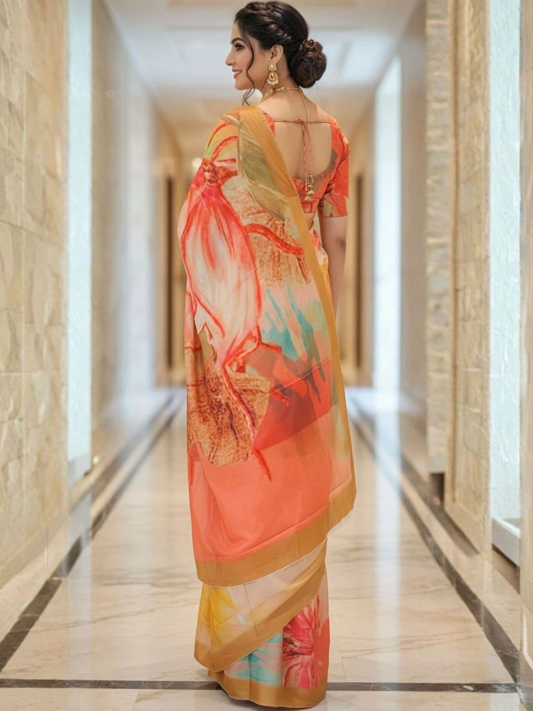 Mitera Floral Designer Saree thumbnail 4