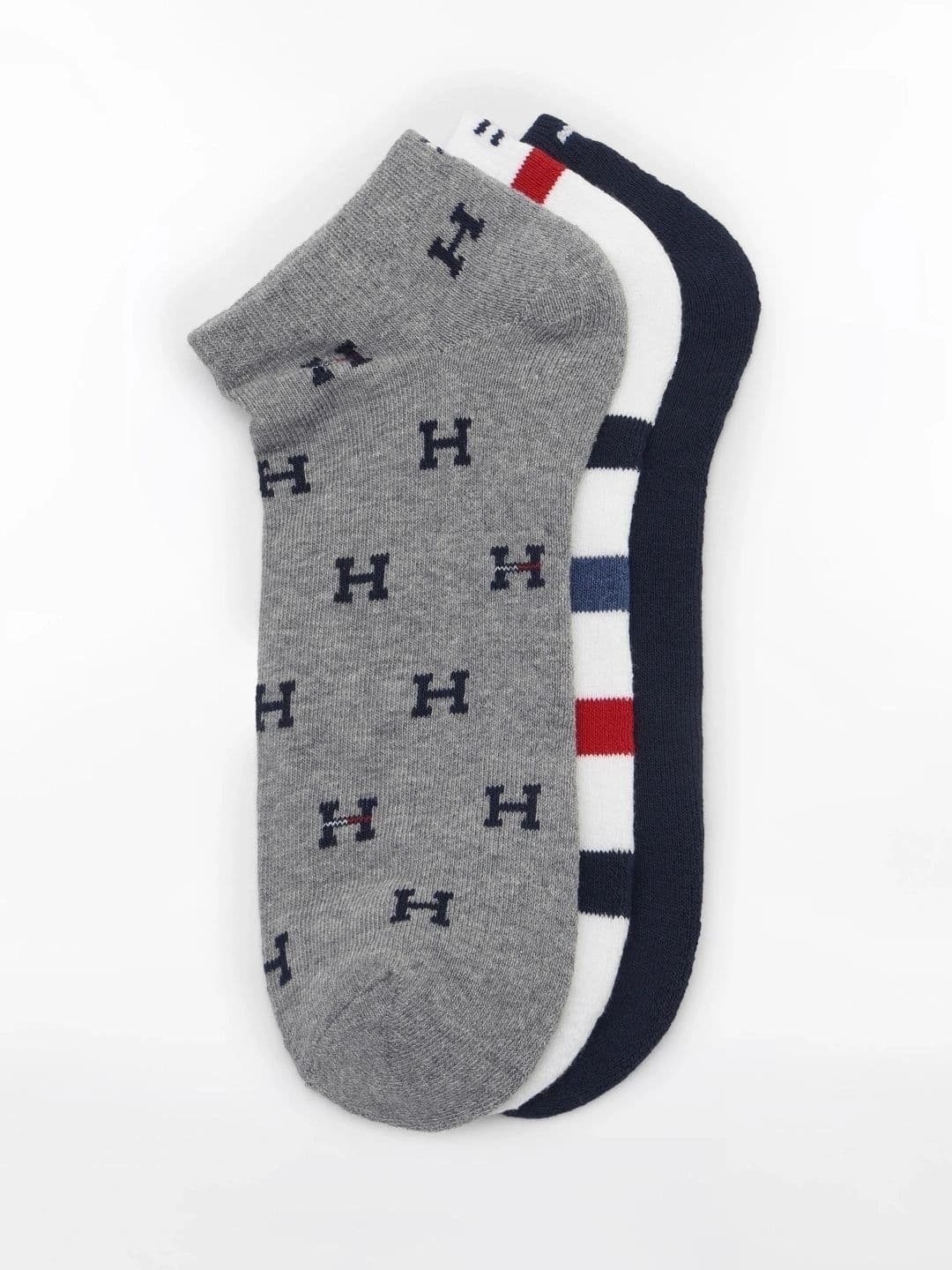 Tommy Hilfiger Men Pack of 3 Cotton Patterned Ankle Length Socks - view 1