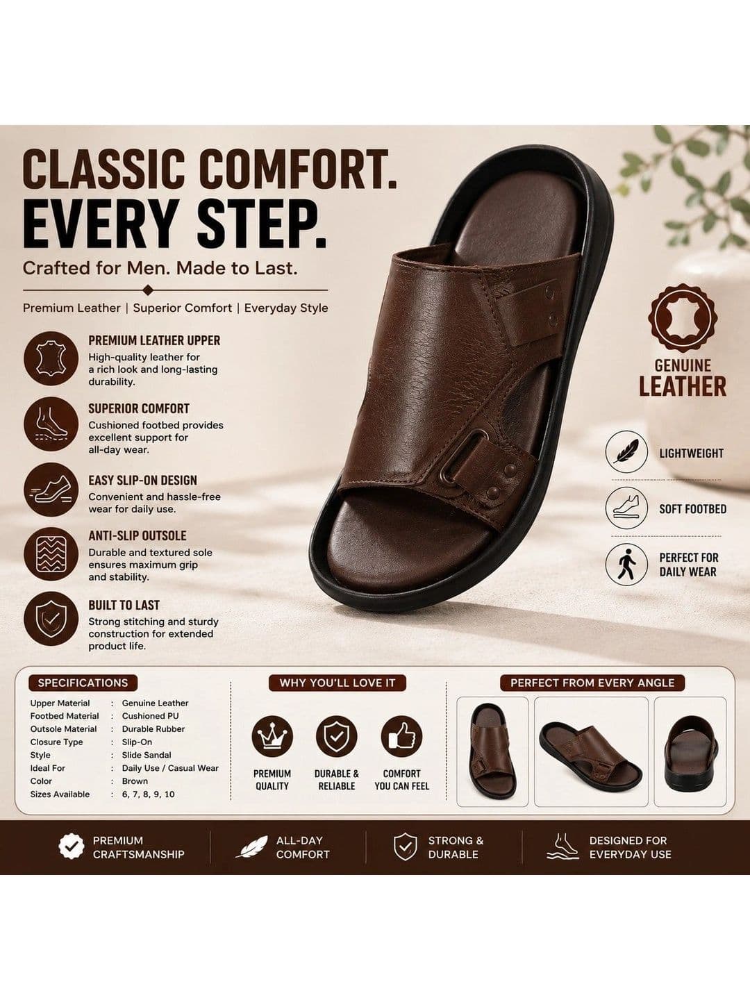 REAL BLISS Men Comfort Sandals thumbnail 3
