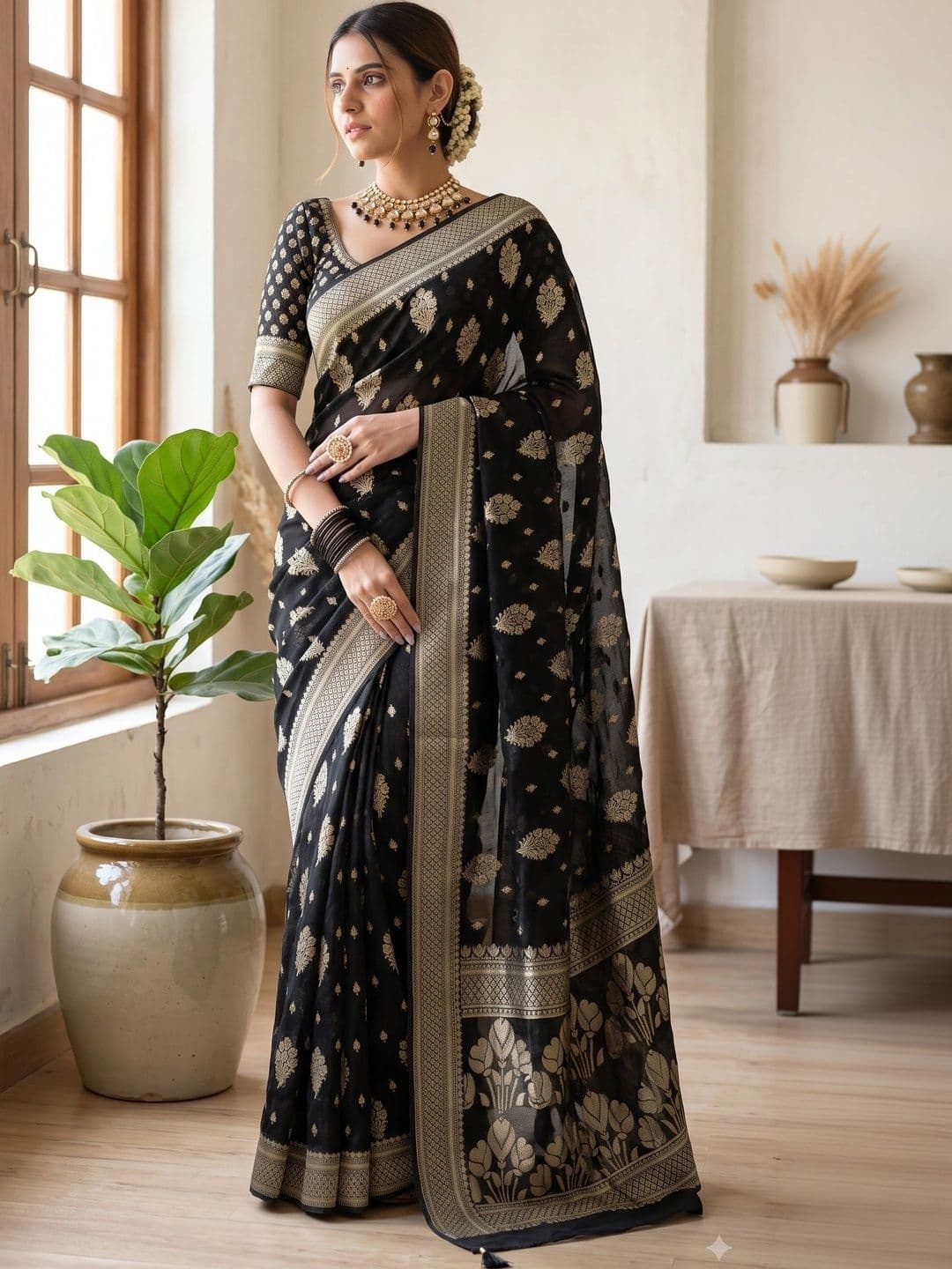 VastraVestit women Woven Design Zari Art Silk Kanjeevaram Saree thumbnail 3