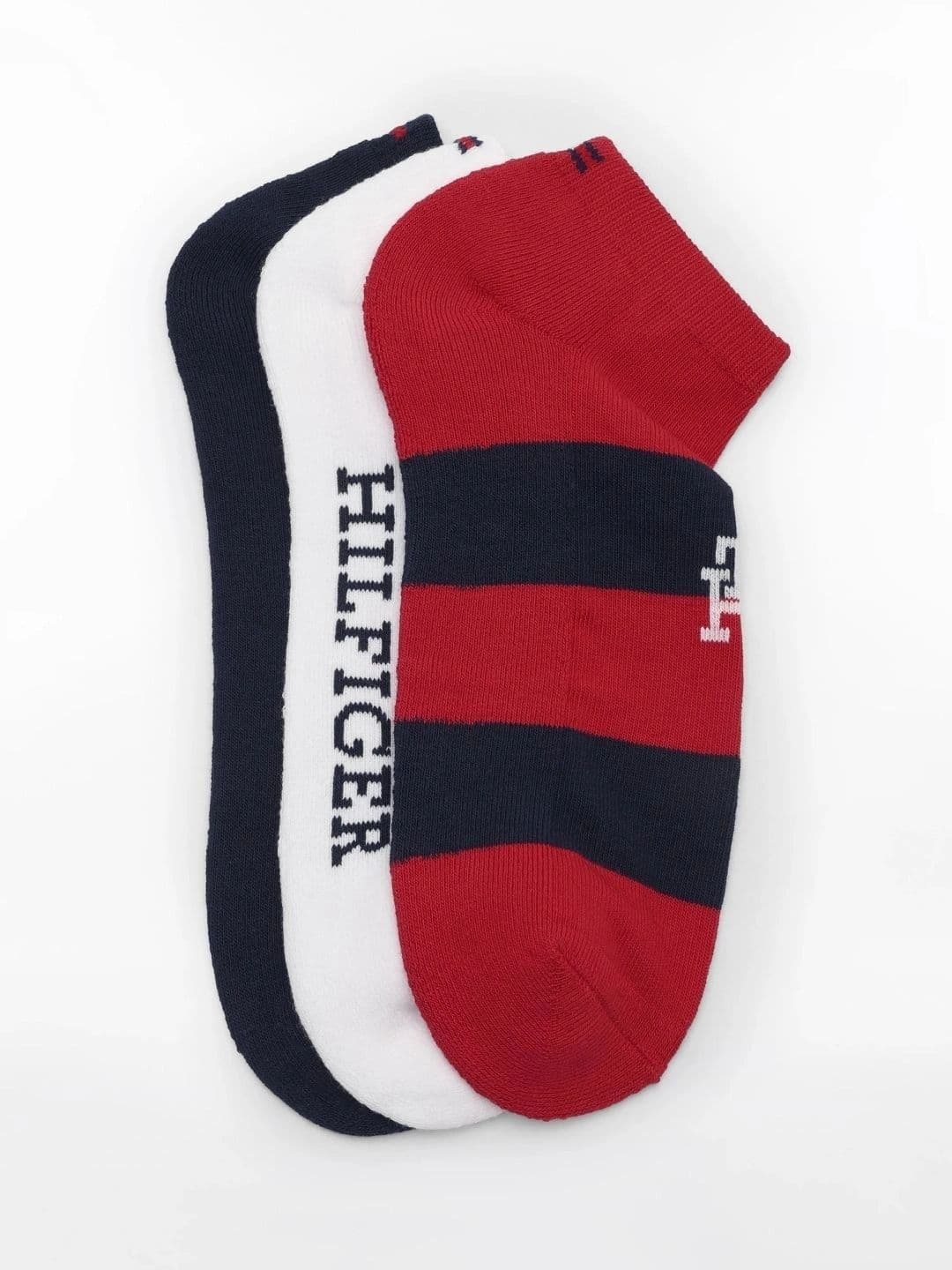 Tommy Hilfiger Men Pack of 3 Cotton Striped Ankle Length Socks thumbnail 4
