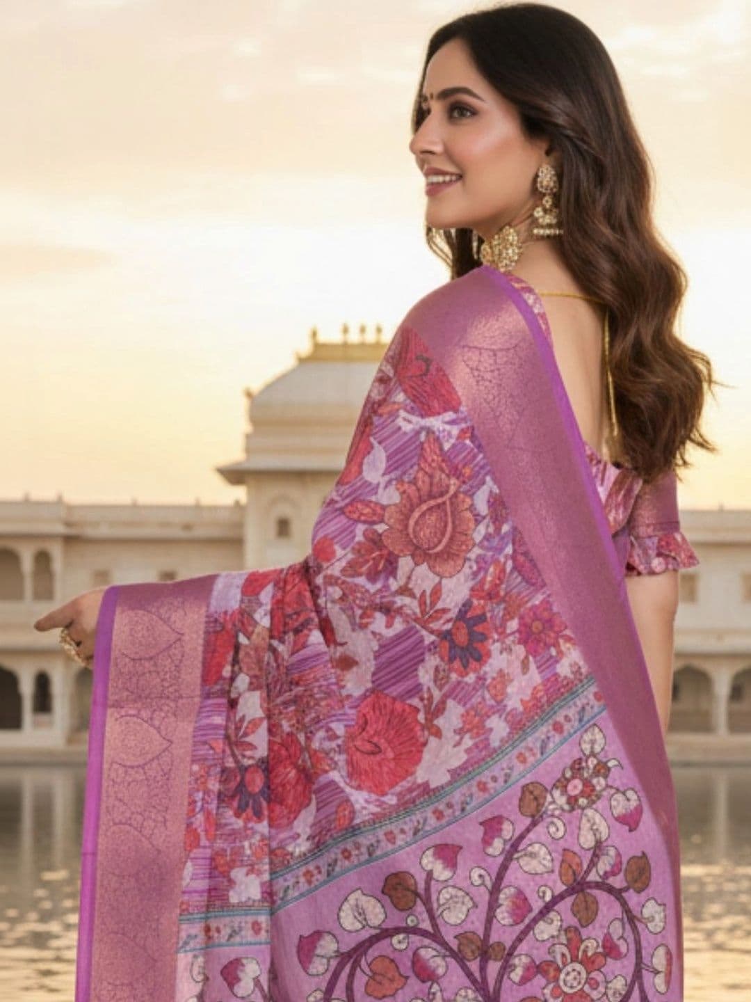 Mitera Floral Silk Blend Designer Saree thumbnail 4