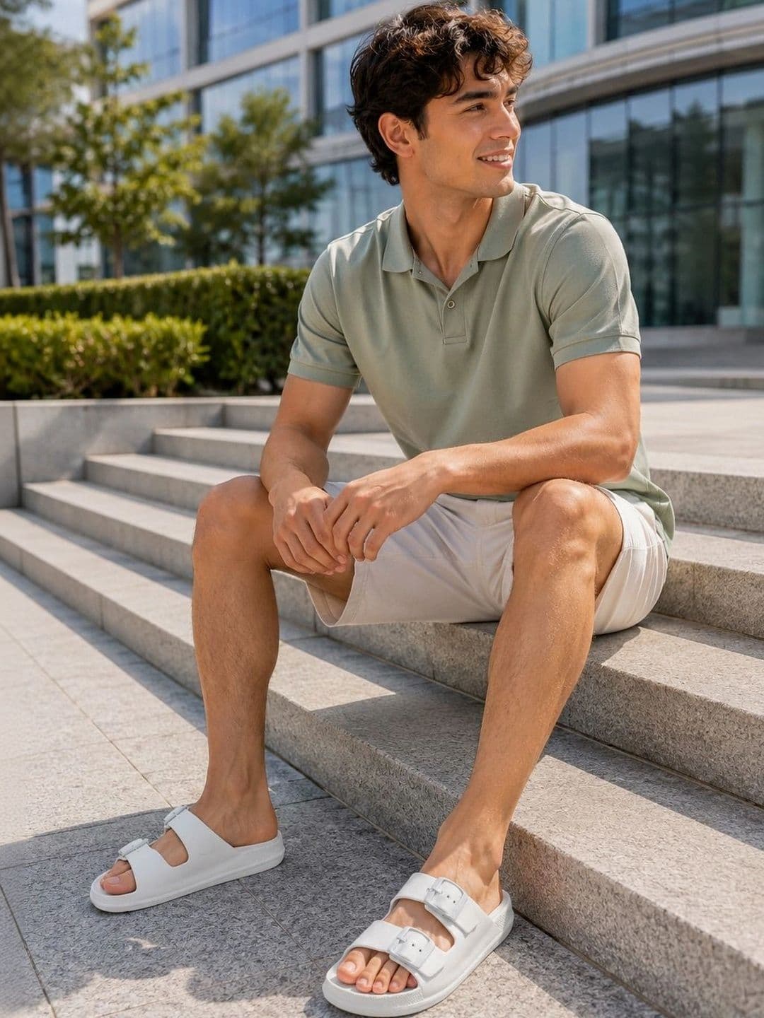 TRV Men Buckle Detailed Slip On Flip Flops - view 1