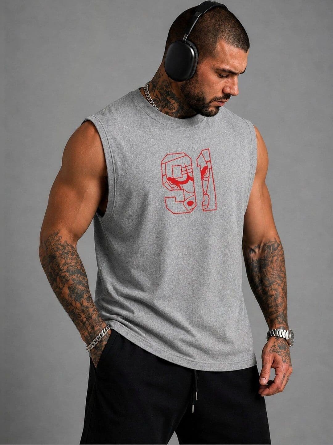 Moda Rapido Printed Cotton Blend Gym Vest thumbnail 3