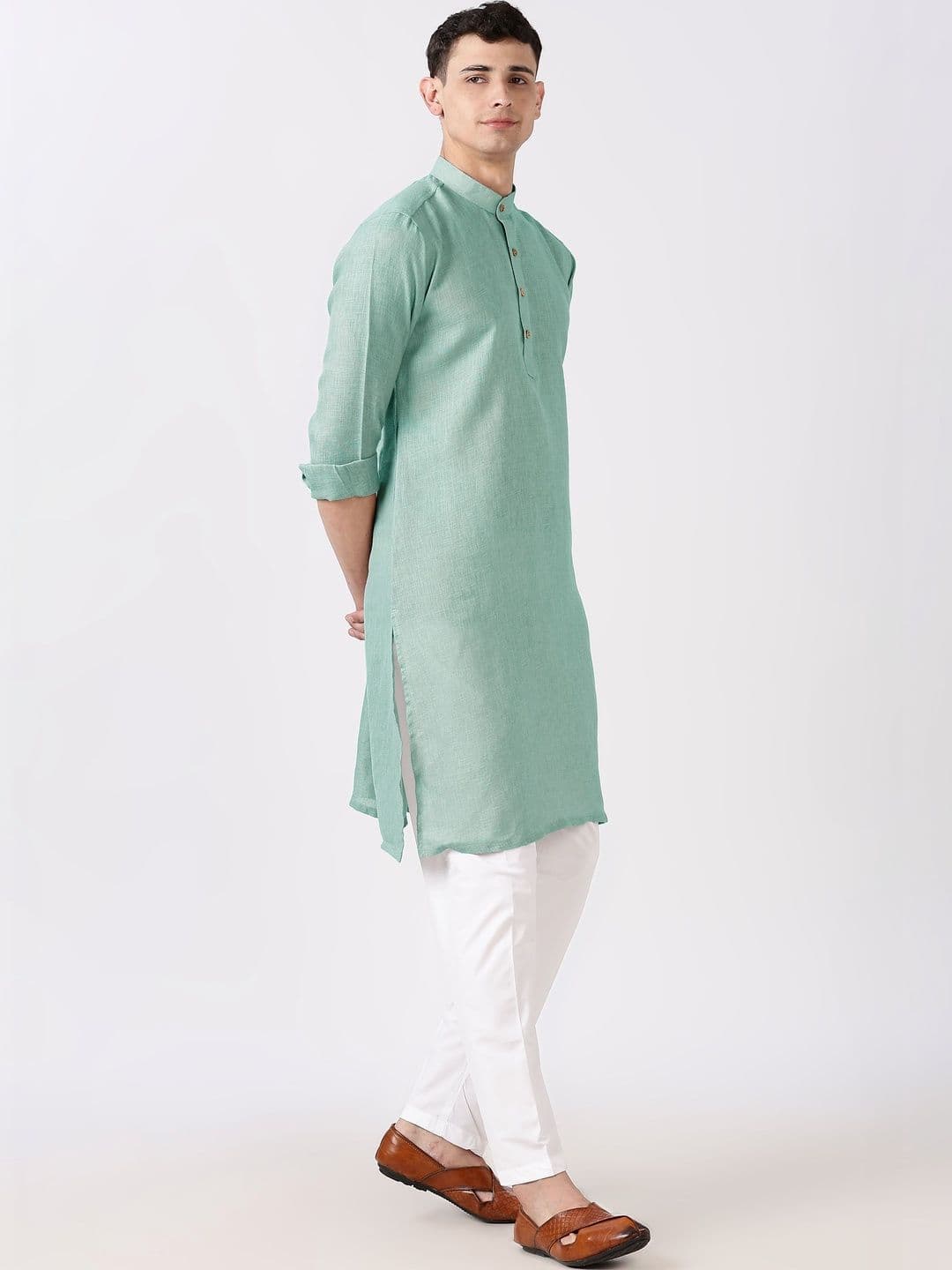 Anouk Men Cotton Linen Long Kurta thumbnail 3
