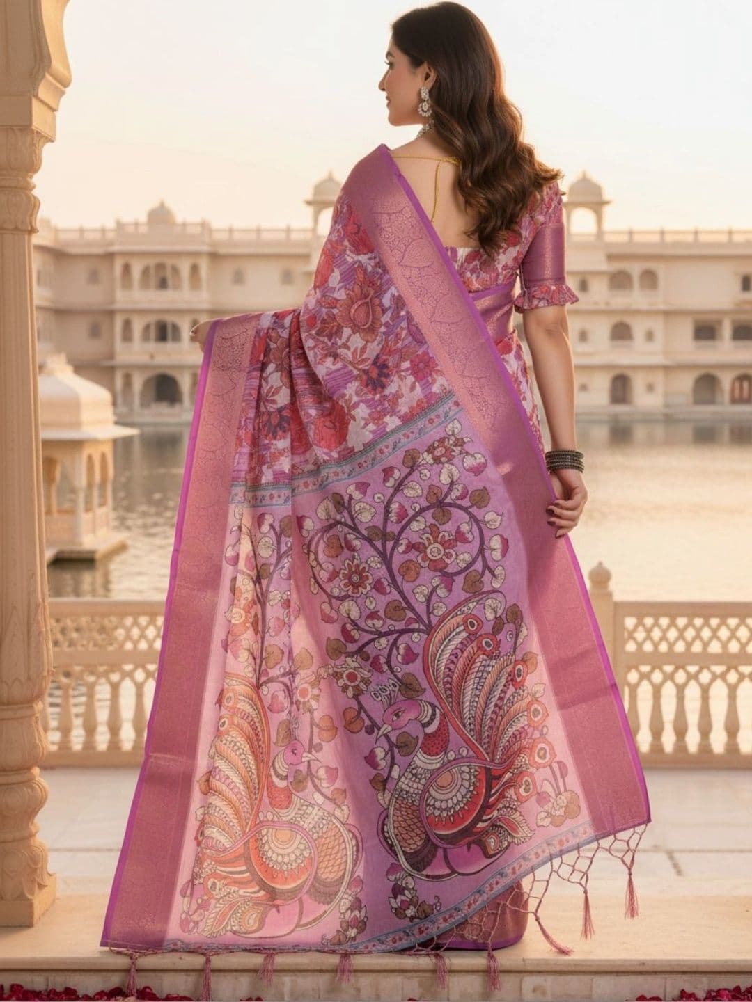 Mitera Floral Silk Blend Designer Saree thumbnail 3