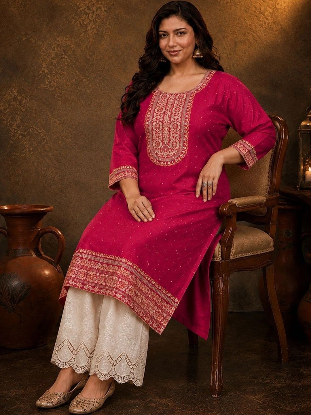 FULL BLOOM Women Embroidered Thread Work Kurta thumbnail 2