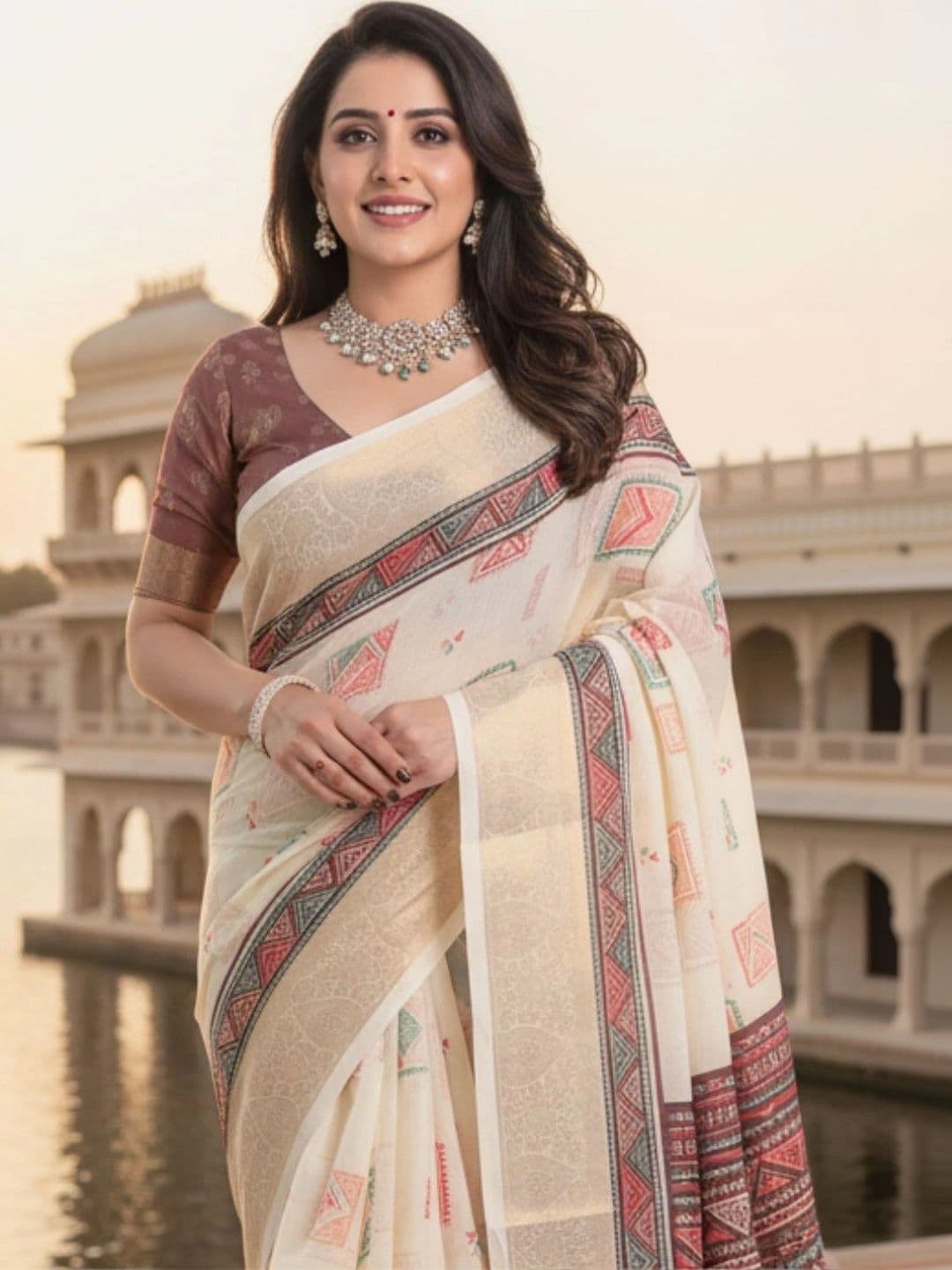 Mitera Woven Design Silk Blend Designer Saree thumbnail 2