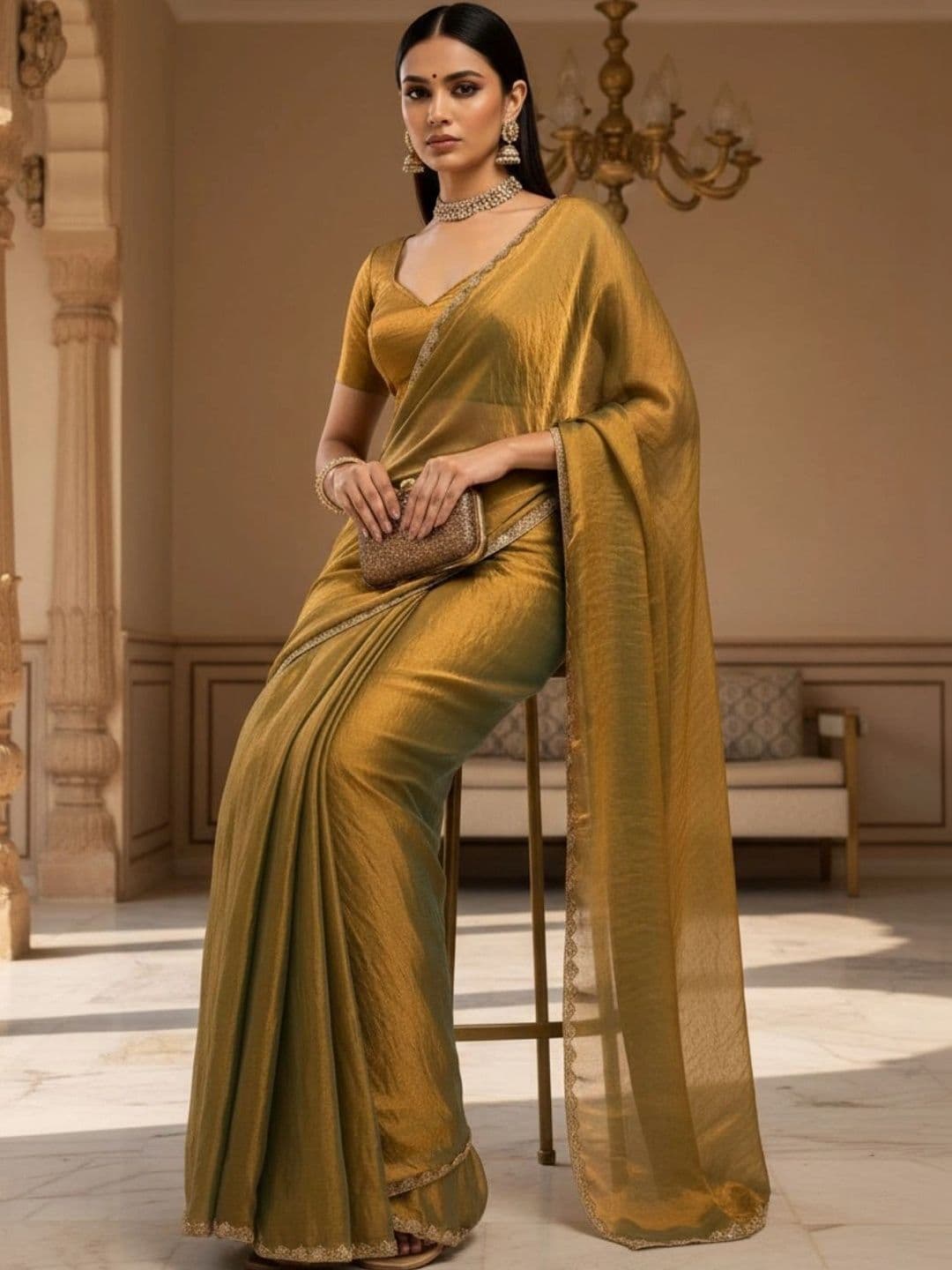 Mitera Embroidered Satin Designer Saree - view 1