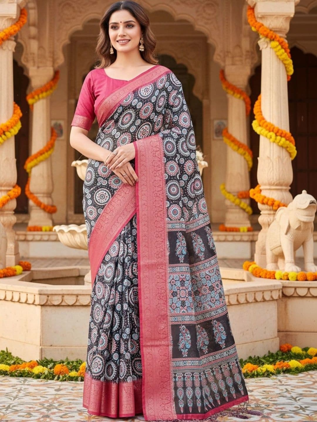 Mitera Kalamkari Silk Blend Designer Saree - view 1