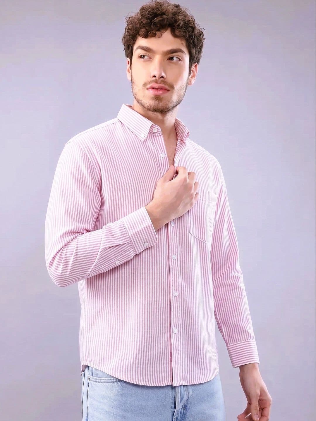 R.Code by The Roadster Life Co. Men Standard Striped Casual Shirt thumbnail 3