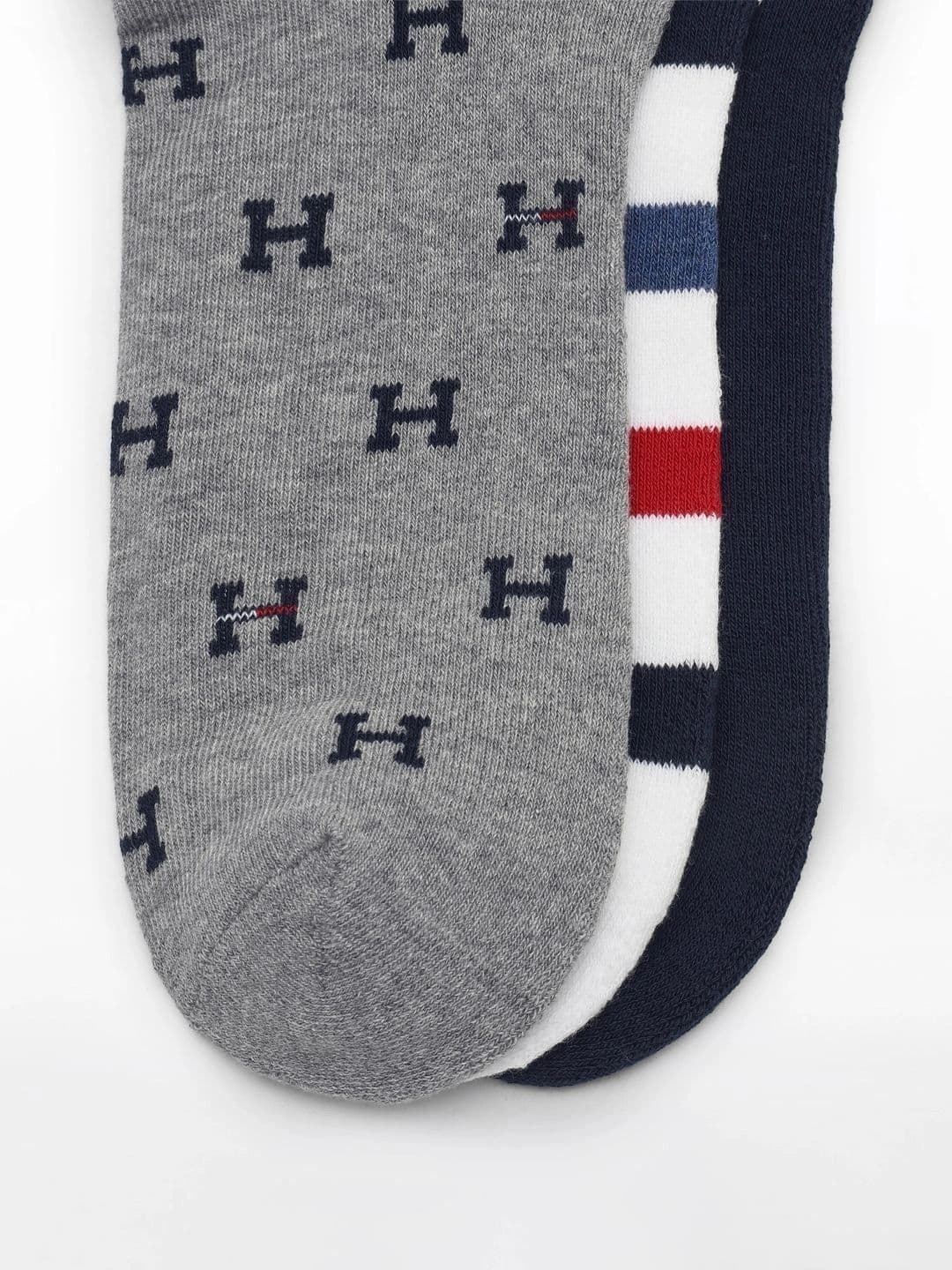 Tommy Hilfiger Men Pack of 3 Cotton Patterned Ankle Length Socks thumbnail 4