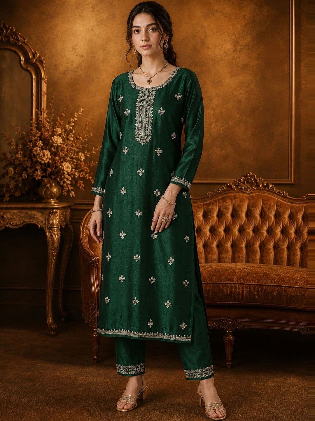 CREATIVE KORNER Women Ethnic Motifs Embroidered Thread Work Kurta - view 1