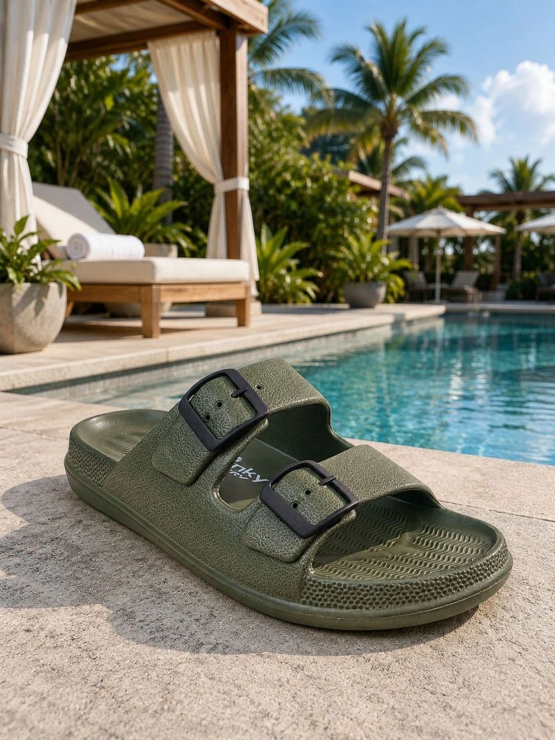 TRV Men Buckle Detailed Slip On Flip Flops thumbnail 3