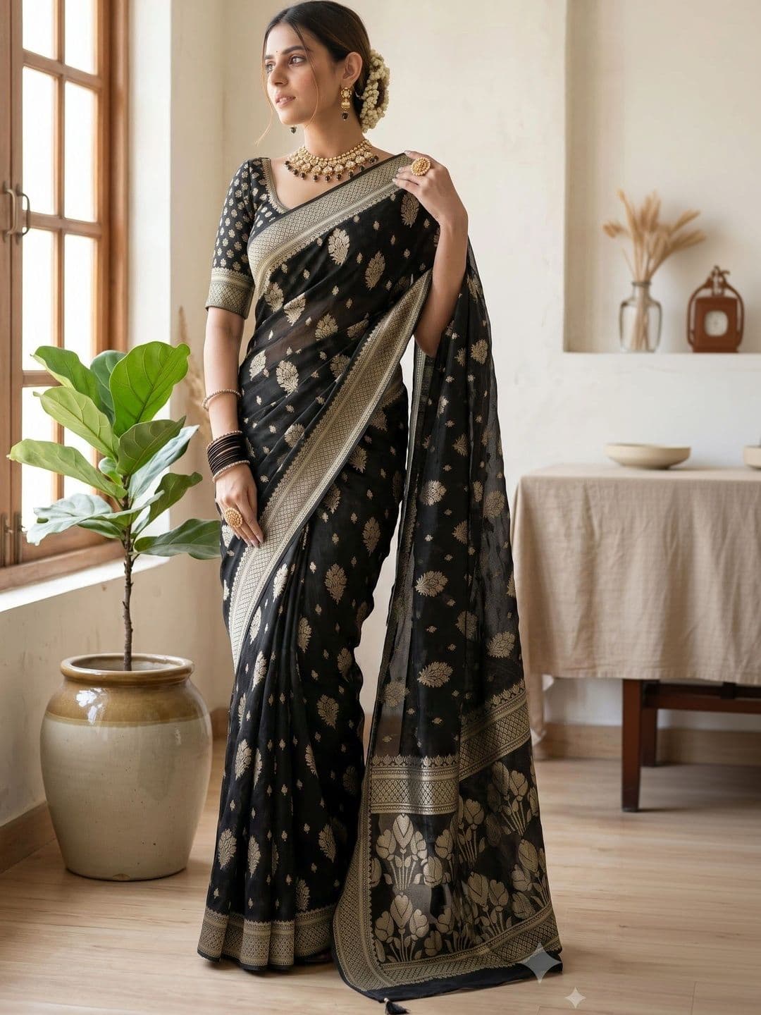 DHARMA TEX Woven Design Zari Art Silk Kanjeevaram Saree thumbnail 3