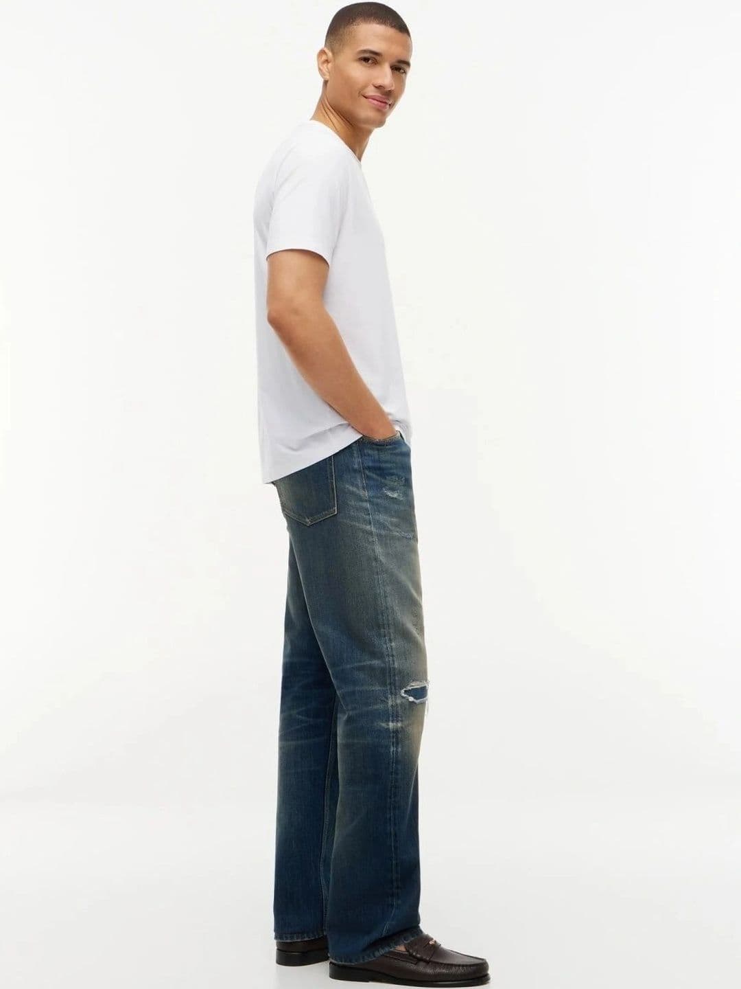 Tommy Hilfiger Men Straight Fit Mid-Rise Highly Distressed Light Fade Jeans thumbnail 4