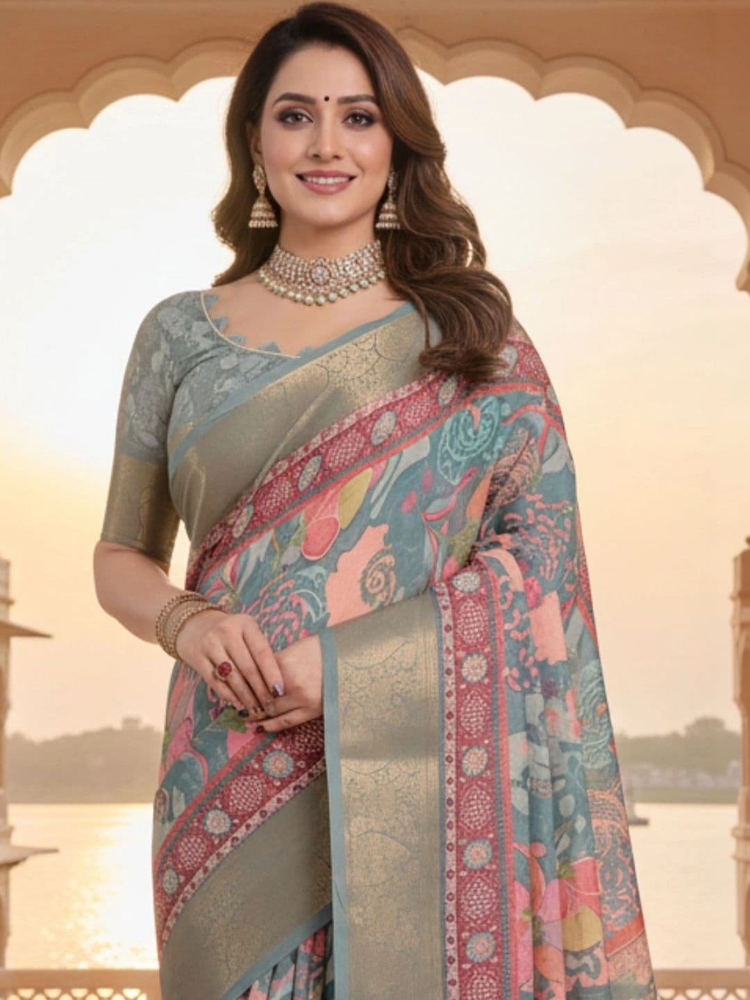 Mitera Paisley Silk Blend Designer Saree thumbnail 3