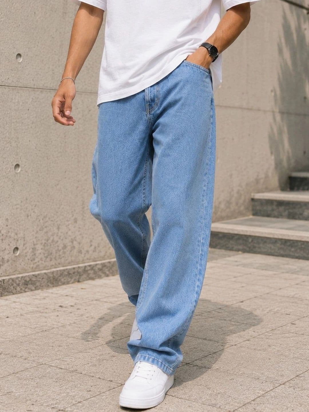 DENIM HAWK Men Classic Straight Fit Mid-Rise Stretchable Jeans thumbnail 5