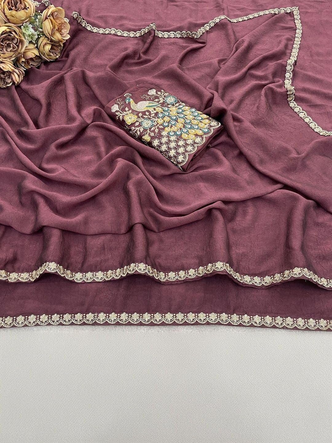 LabelVASTRA Embellished Embroidered Poly Georgette Saree thumbnail 2