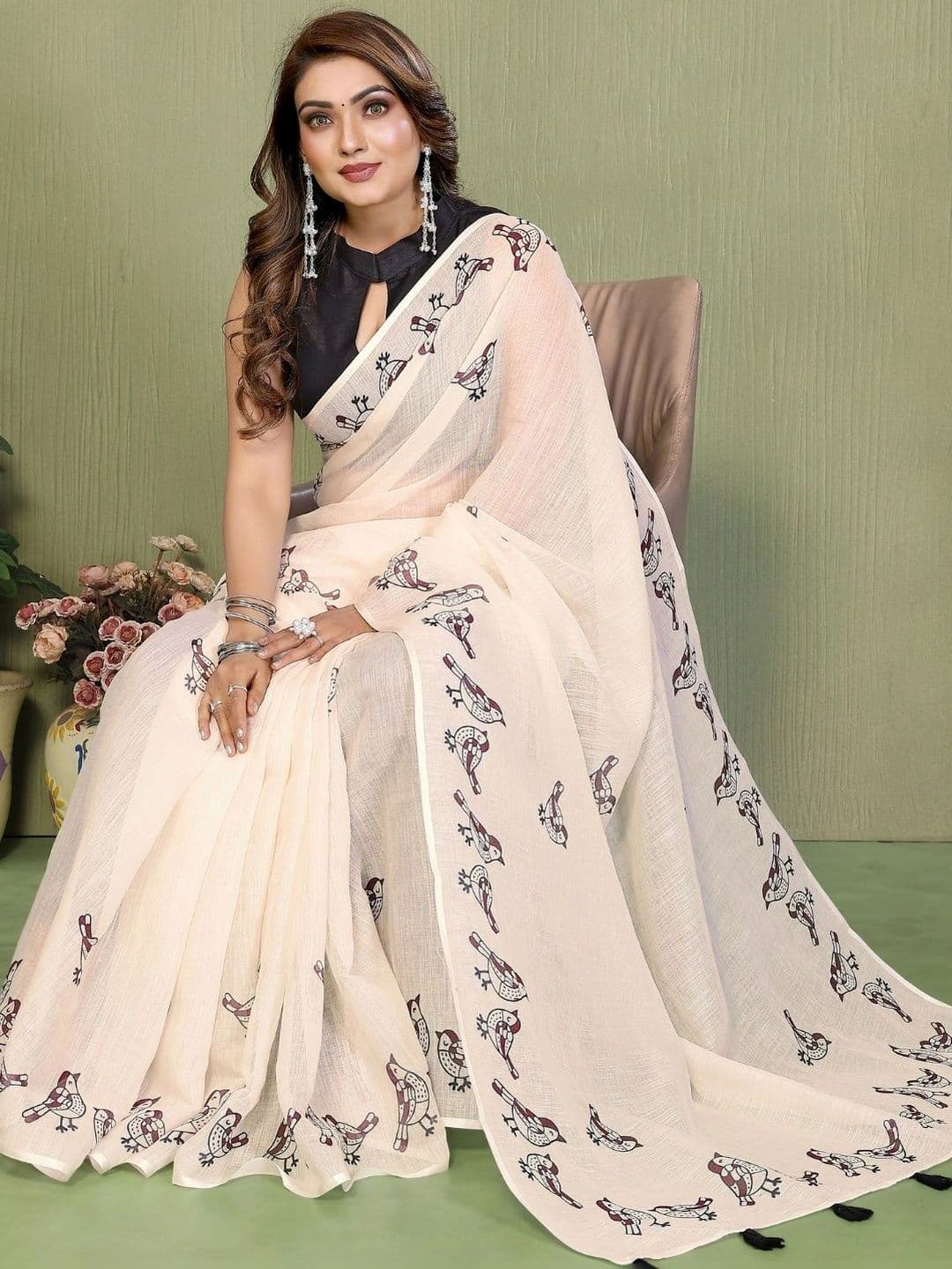 Mitera Warli Linen Blend Designer Saree - view 1