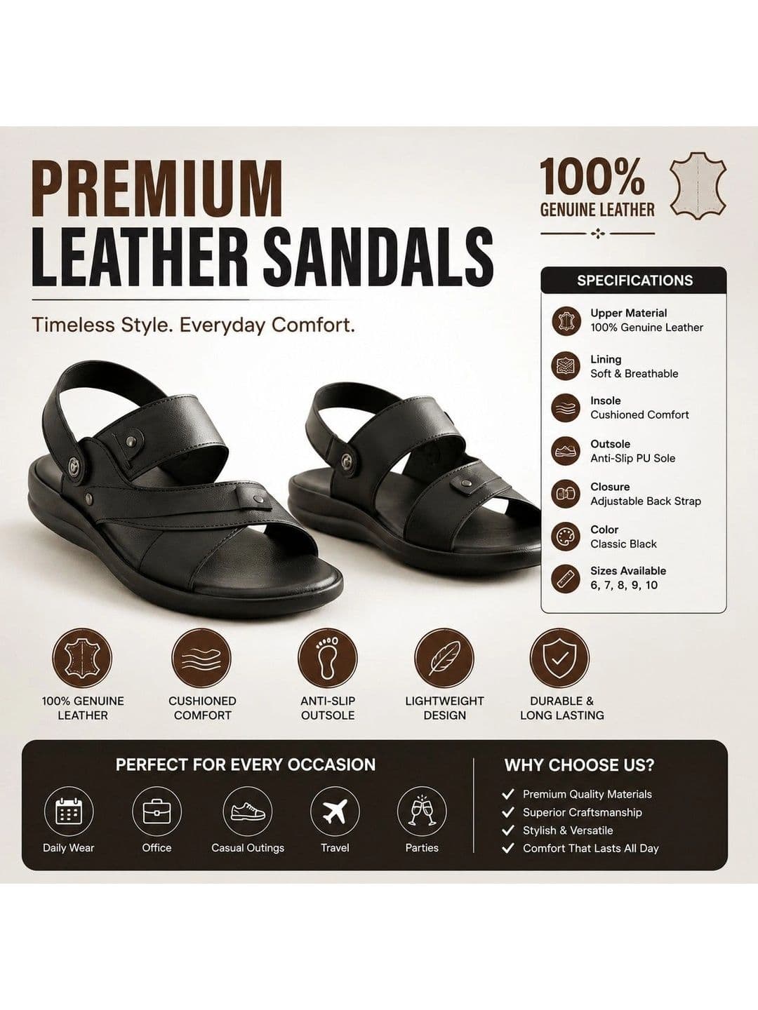 REAL BLISS Men Comfort Sandals thumbnail 2