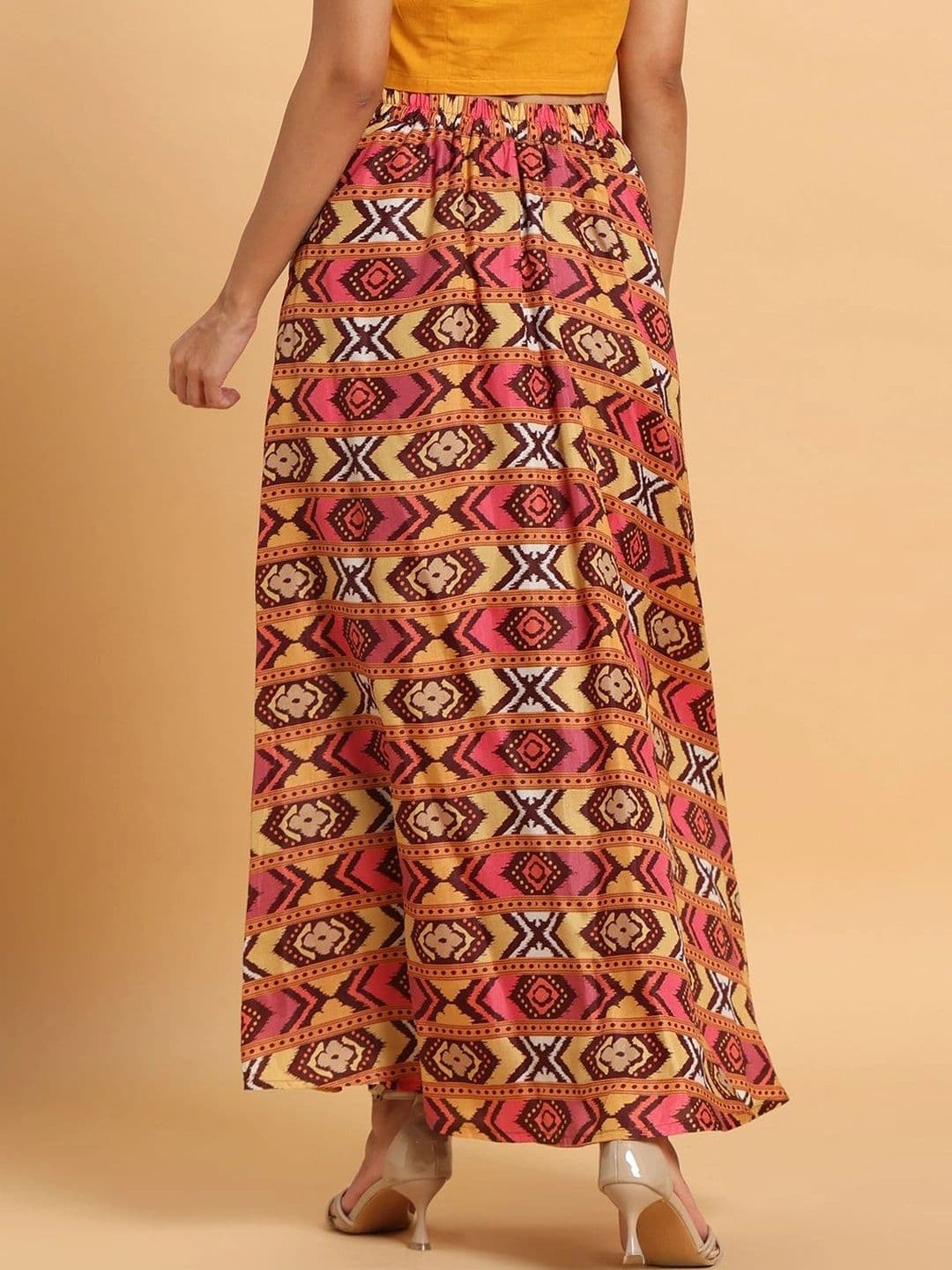 Frolic Rolic Women Geometric Tribal or Aztec Print Maxi Flared Skirt thumbnail 7