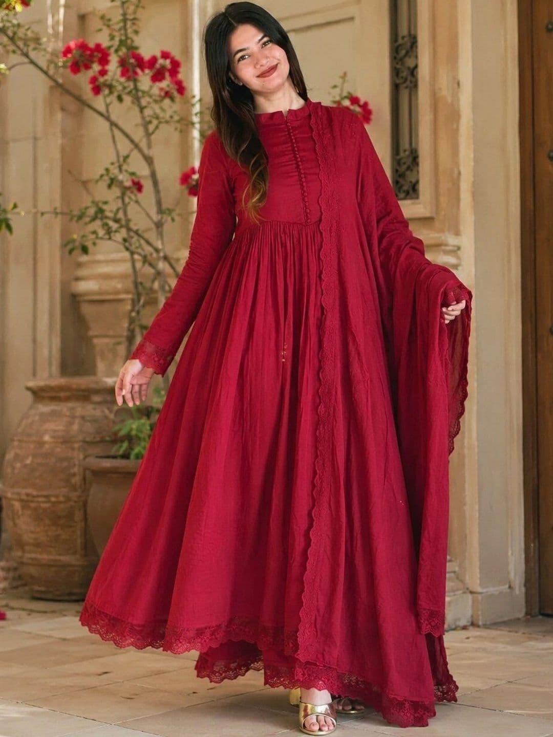 KALINI Women Empire Kurta with Palazzos & With Dupatta thumbnail 6
