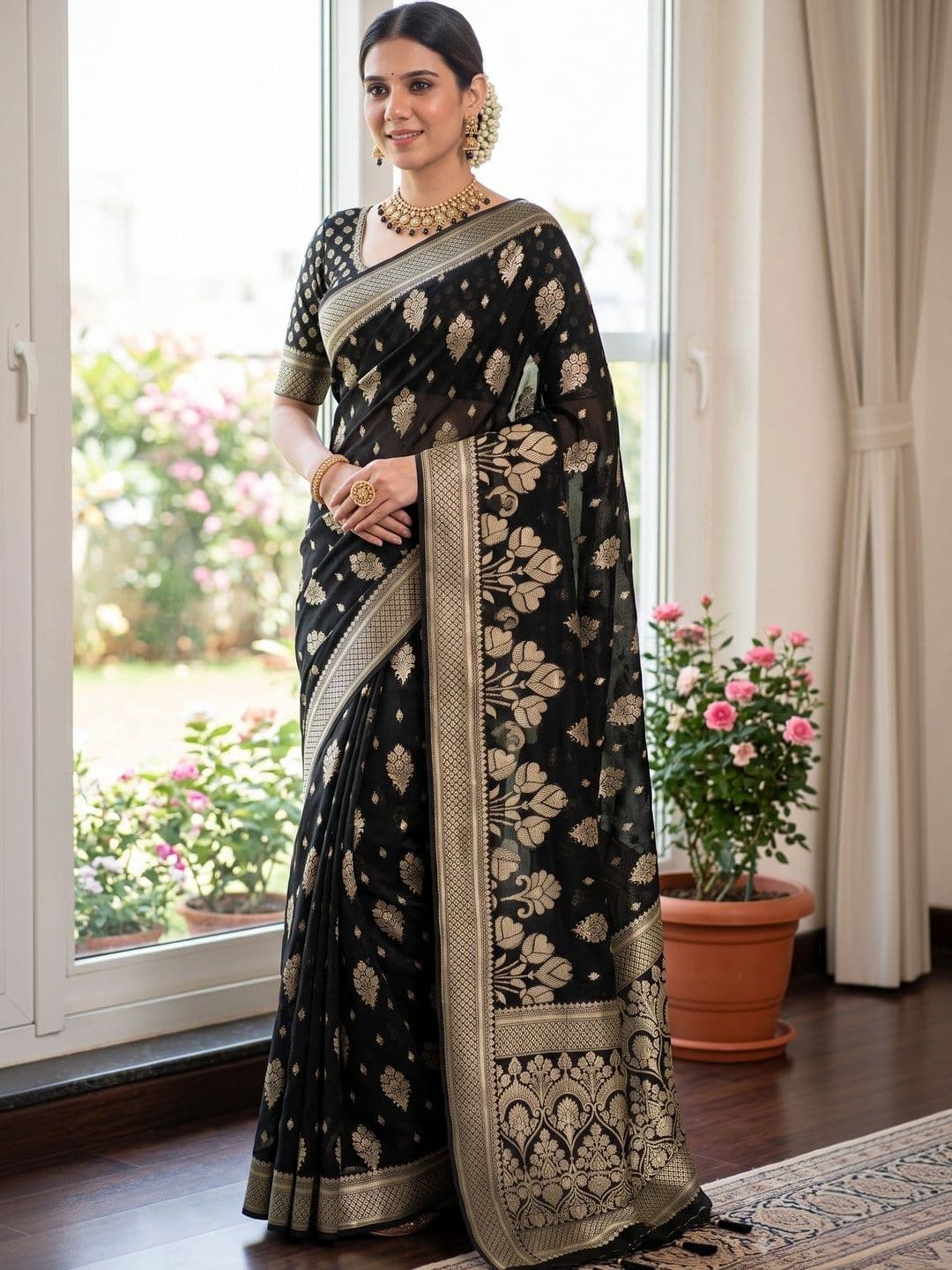 VastraVestit women Woven Design Zari Art Silk Kanjeevaram Saree thumbnail 4