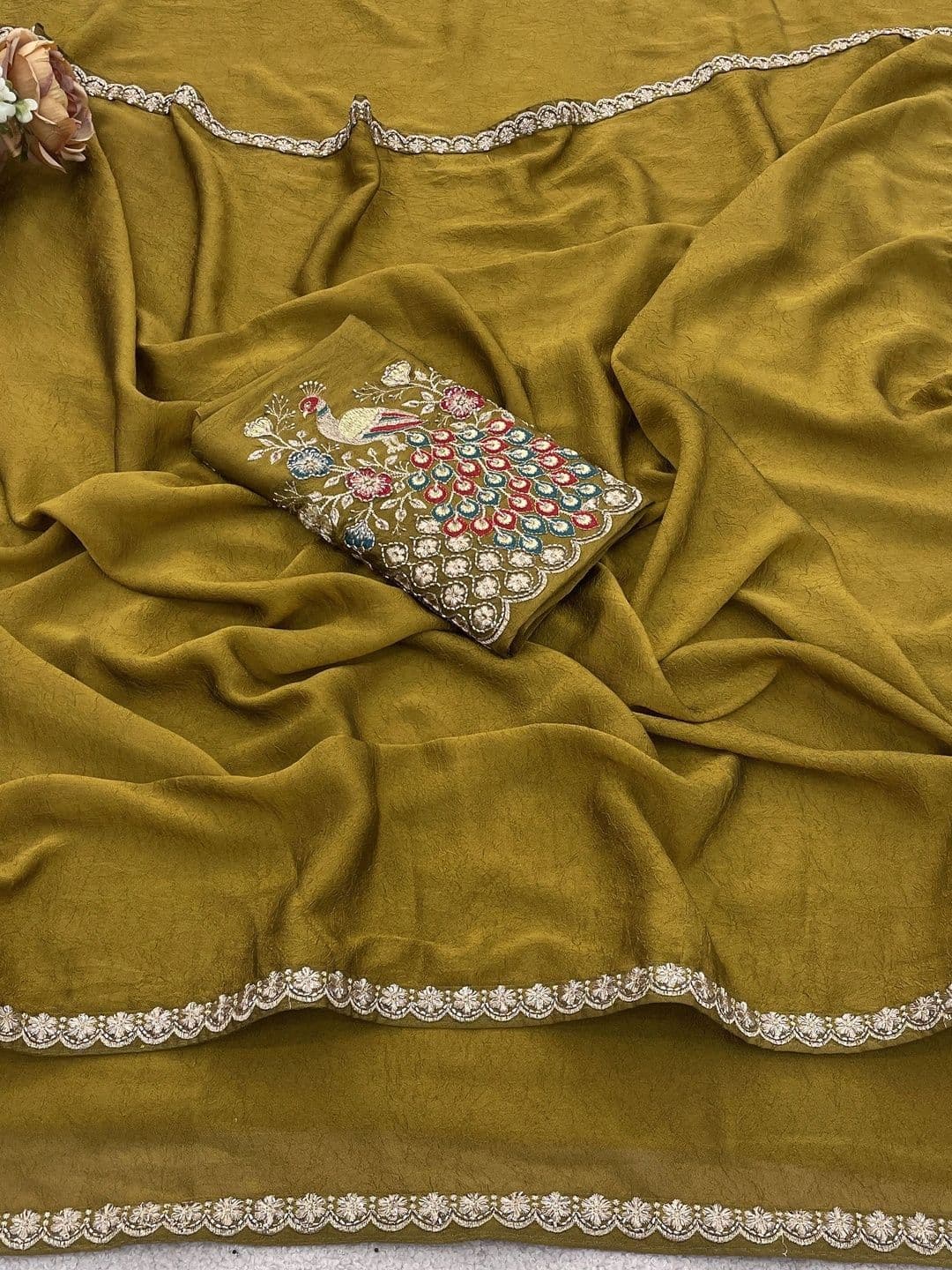 Saanvi Embellished Embroidered Poly Georgette Saree thumbnail 5