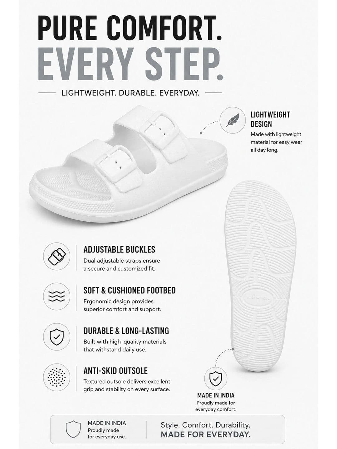 TRV Men Buckle Detailed Slip On Flip Flops thumbnail 5