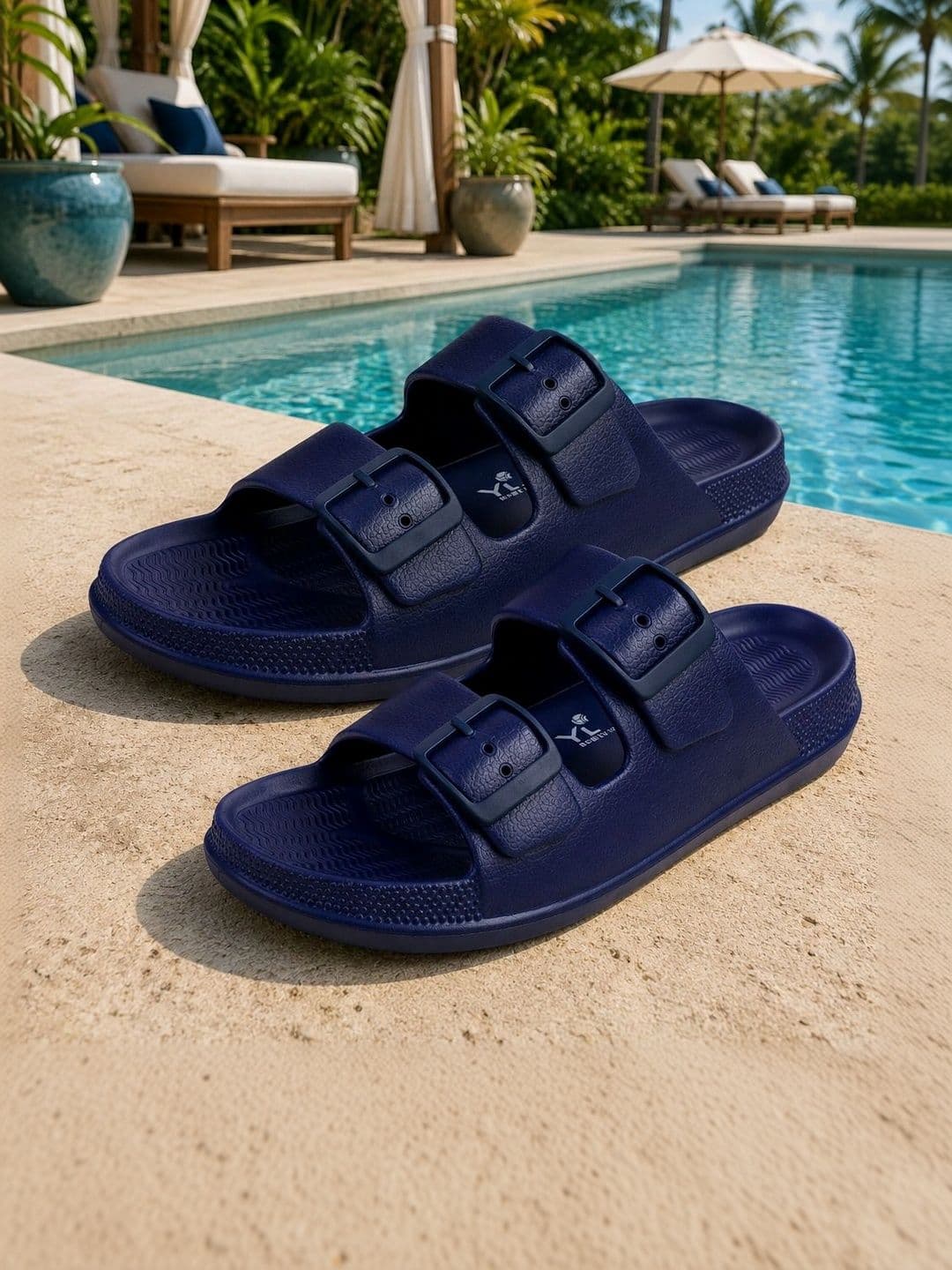 TRV Men Buckle Detailed Slip On Flip Flops thumbnail 6