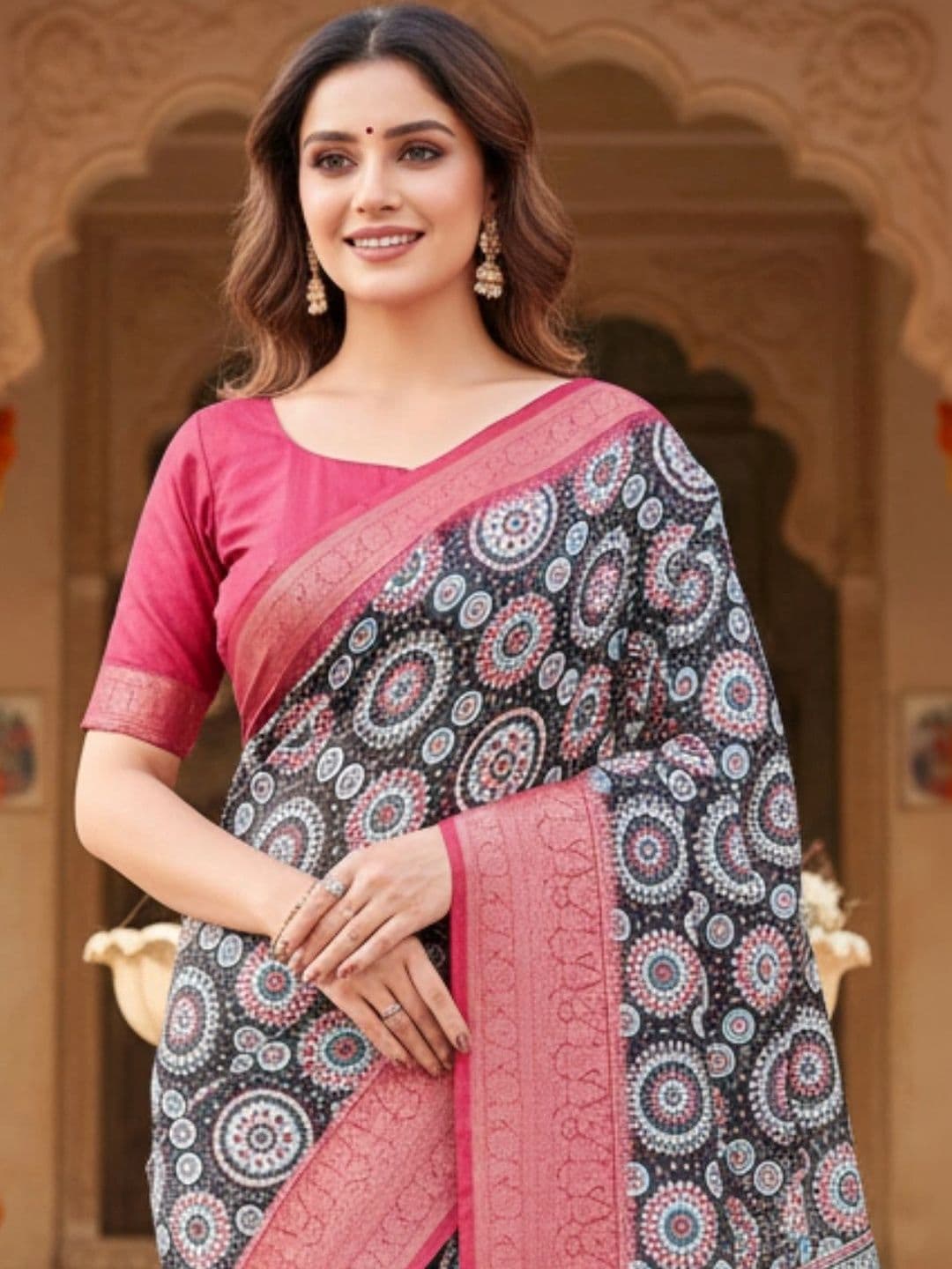 Mitera Kalamkari Silk Blend Designer Saree thumbnail 4